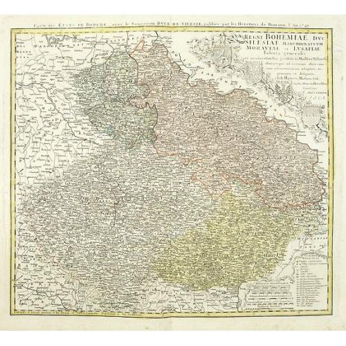 Old map image download for Regni Bohemiae, Duc. Silesiae, Marchionatuum Moraviae et Lusatiae. . .