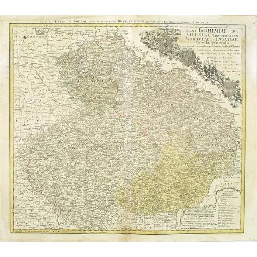 Old map image download for Regni Bohemiae, Duc. Silesiae, Marchionatuum Moraviae et Lusatiae. . .