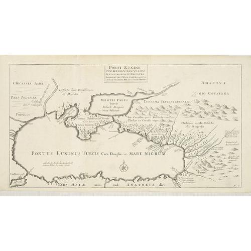 Old map image download for Ponti euxini cum regionibus versus septentrionem et orientem adjacentibus nova tabula.