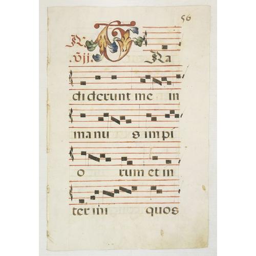 Old map image download for Leaf of manuscript music from an Antiphoner.