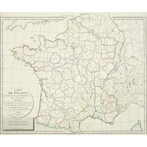 Old map image download for Cartes de France divisée en ses divers départemens,. . .