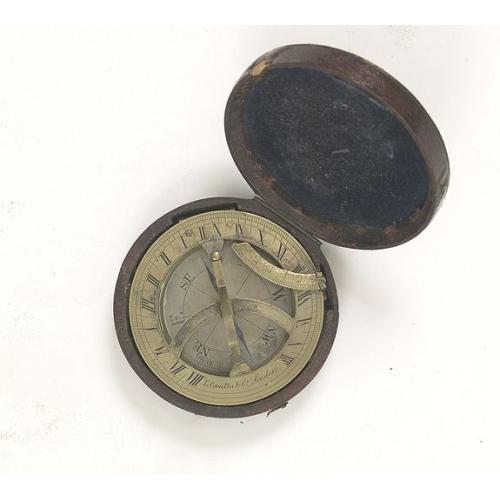 Old map image download for Pocket brass sundial with magnetic compass and hardwood case.