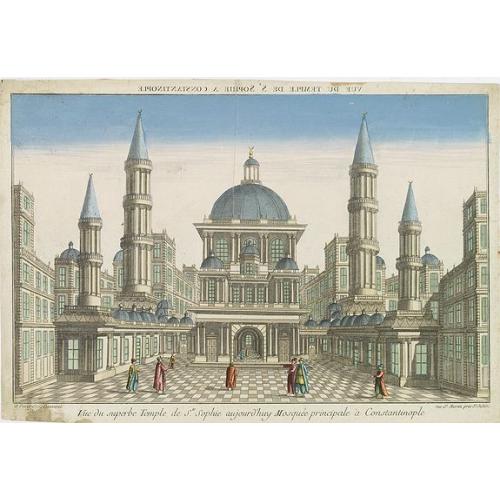 Old map image download for Vue du superbe Temple de Ste Sophie aujourd'huy Mosquée principale à Constantinople.