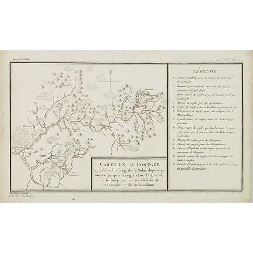 Old map image download for Carte de la contrée qui s'étend le long de la Soka. . .rivieres de Sourgout et de Schoumbout.