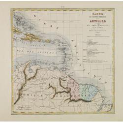 Carte des Colonies Françaises aux Antilles.