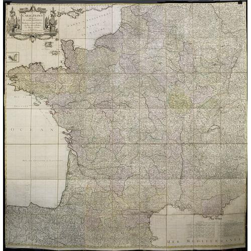 Old map image download for Carte de France divisée en LXXXIII departements Reduitte en neuf Feuilles égalles aux 24 Petittes de Illustre CASSINI. . .