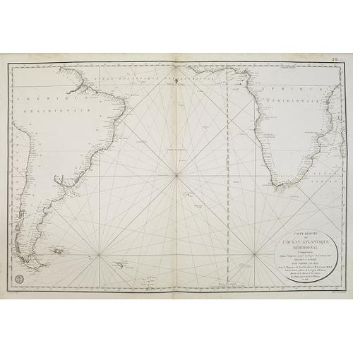 Old map image download for Carte réduite de l'océan Atlantique méridional. . .