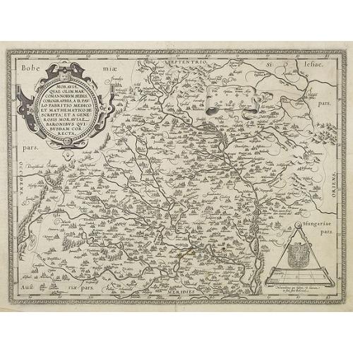 Old map image download for Moraviae, quae olim Marcomannorum Sedes, Corographia, A.D. Pavlo Fabritio Medico et Mathematico Descripta. . .