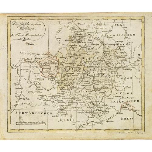 Old map image download for Das Grossherzogthum Würzburg, und die Fûrst Primatischen Staaten.