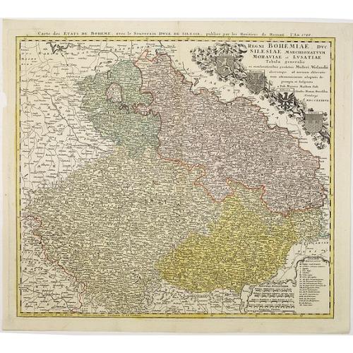 Old map image download for Regni Bohemiae, Duc. Silesiae, Marchionatuum Moraviae et Lusatiae. . .