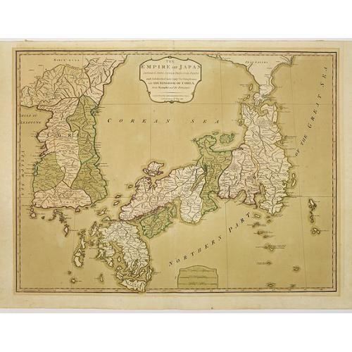 Old map image download for The Empire of Japan divided into seven principal parts and subdivided into sixty-six kingdoms, with the Kingdom of Corea, from Kempfer and the Portuguese.