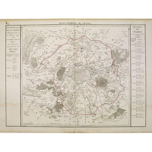 Old map image download for Departement de Paris en 12 Justices de Paix et 12 Maires.