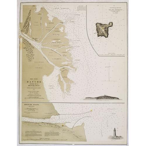 Old map image download for Mer Noire. Danube Bouches de la Branche Kilia. / Branche Sulina (Danube).