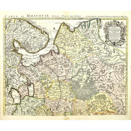 Old map image download for Carte de Moscovie dressée par G.De L\'Isle.