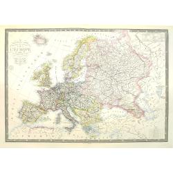 Nouvelle carte physique et politique de l'Europe. Les limites d'états.