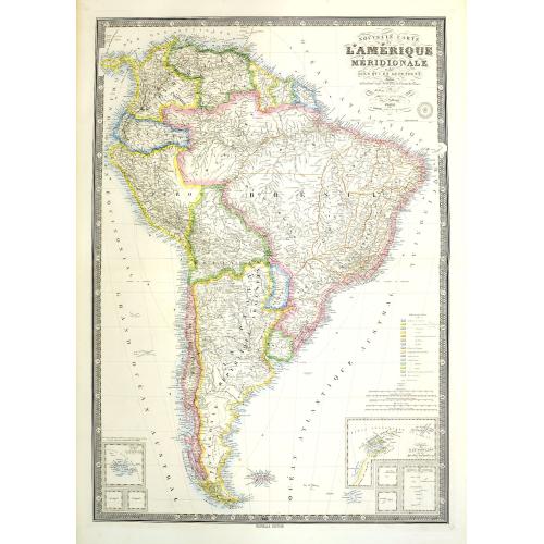 Old map image download for Nouvelle carte de l'Amérique Méridionale et des iles qui en dépendent Dédié à l'Academie Imp.le des Sciences de l'Institut de Franc. . . . 1876