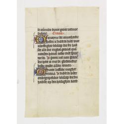 Manuscript leaf on vellum from a Dutch Book of Hours.