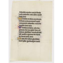 Manuscript leaf on vellum from a Dutch Book of Hours.