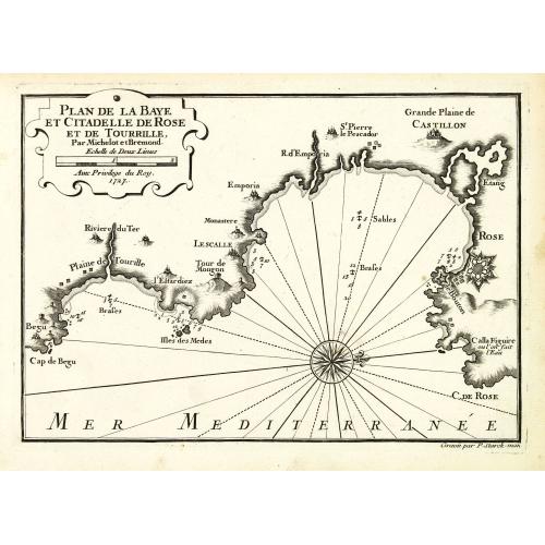 Old map image download for Plan de la Baye et Citadelle de Rose et de Tourrille.