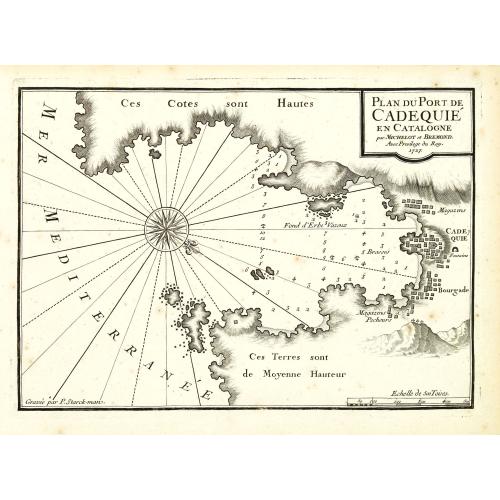 Old map image download for Plan du Port de Cadequié en Catalogne.