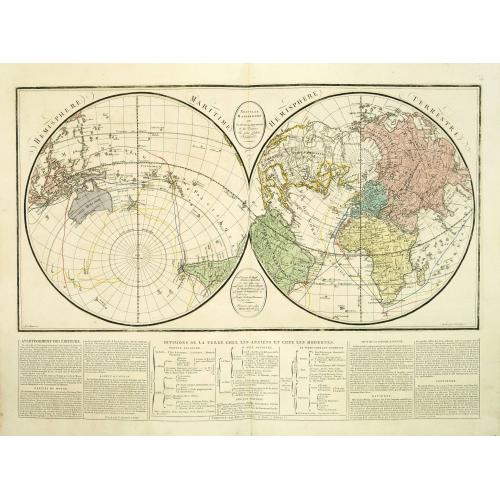 Old map image download for Hémisphere maritime Hémisphere Terrestre.