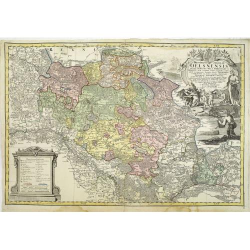 Old map image download for Principatus Silesiae Oelsnensis in suos Districtus Oels Bernstadt et Trebnitz divisi exactissima Tabula geographica, exhibens insimul. . .