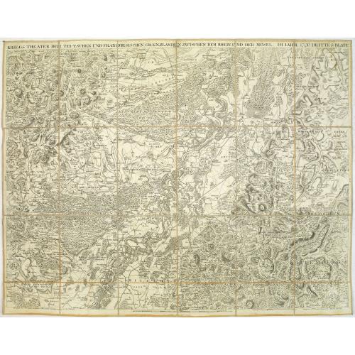 Old map image download for Kriegs Theater der teutschen und franzoesischen Graenzlanden zwischen dem Rhein und der Mosel, im Jahr 1796 : drittes Blatt.