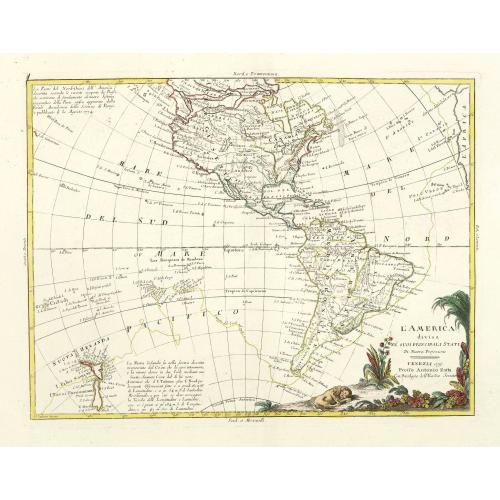 Old map image download for L\'America divisa ne suoi principali Stati..