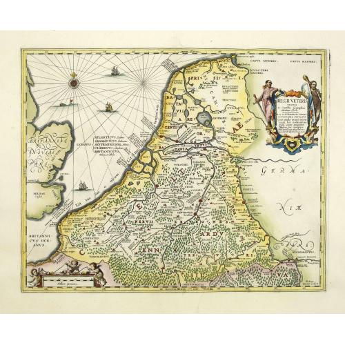 Old map image download for Belgii Veteris Typus ex Conatibus Geographicis Abrahami Ortelii. . . Petrus Kaerius Caelavit.