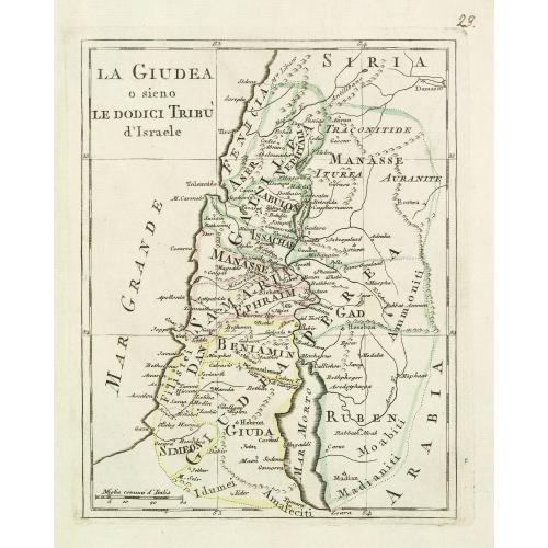 Old map image download for La Giudea o sieno le dodici tribu d'israele