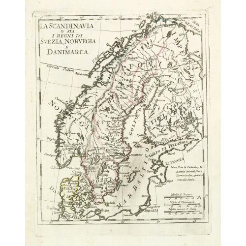 Old map image download for La scandinavia o sia i regni di suezia, norvegia e danimarca.