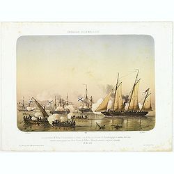 EXPEDITION DE LA MER D'AZOF Le Lieutenant M.Killop Captain la canonniére le Snake, sous le feu des batteries de Kertch. . . 22 Mai 1855.