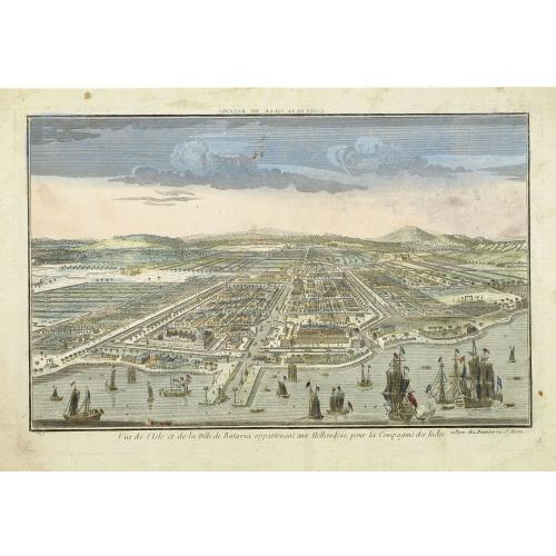 Old map image download for Vue de l\'Isle et de la ville Batavia appartenant aux Hollandois. . .