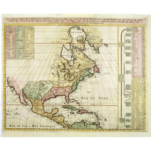 Old map image download for Nouvelle Carte de l\' Amerique Septentrionale Dressee sur les plus Nouvelles Observations de Messieurs de l\' Academie. . .