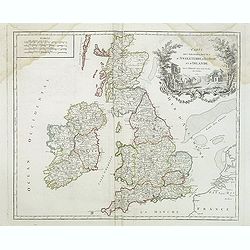 Carte des grandes routes d'Angleterre, d'Ecosse et d'Irlande.