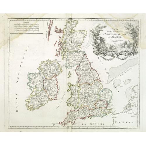 Old map image download for Carte des grandes routes d'Angleterre, d'Ecosse et d'Irlande.