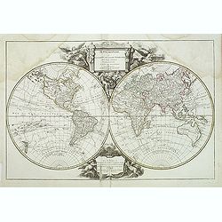 Mappemonde ou description du globe terrestre, dressee sur les memoires les plus nouveaux, et assujettie aux observations astronomiques. . .