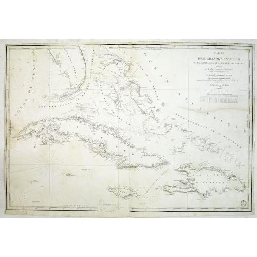 Old map image download for Carte des Grandes Antilles (Cuba, Haïti, Jamaïque, Archipel de Bahama..