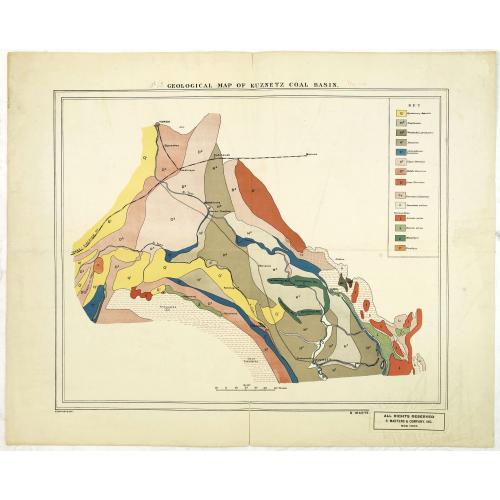 Old map image download for Geological map of Kuznetz coal basin.