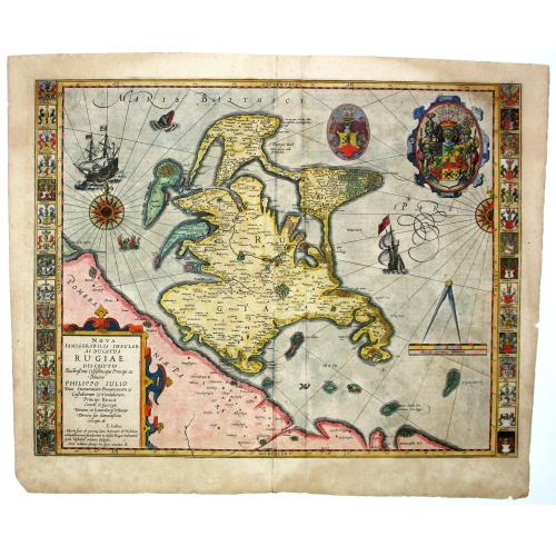 Old map image download for Nova famigerabilis insulae ac ducatus Rugiae descriptio.