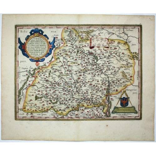 Old map image download for Moraviae, quae olim Marcomannorum Sedes, Corographia, A.D. Pavlo Fabritio Medico et Mathematico Descripta; et a Generosis Moraviae Baronibus Quibusdam corecta.