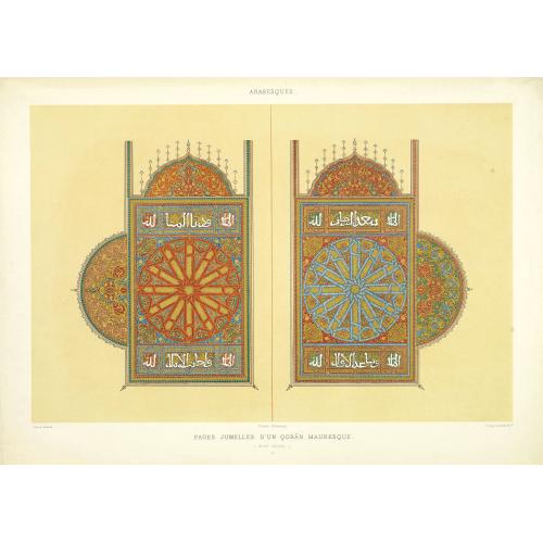 Old map image download for Arabesques. - Pages jumelles d'un qorân mauresque. (XVIIIe siècle.)