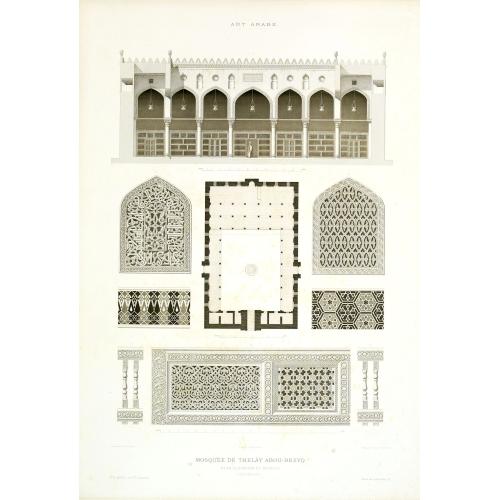 Old map image download for Art arabe. - mosquée de thelây abou-rezyq plan élévation et détails (XIIe siècle.)