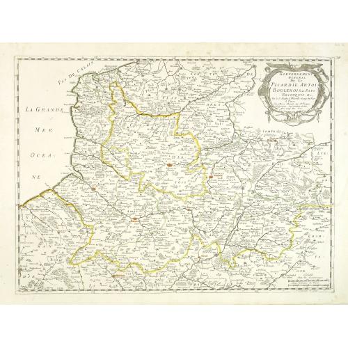 Old map image download for Gouvernement General de la Picardie, Artois, Boulenois. . .