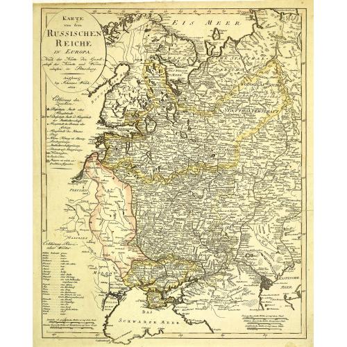 Old map image download for Karte von dem Russischen Reiche in Europa : Nach der Karte der Gesellschaft der Ku¨nste und Wissenschaften in Petersburg.