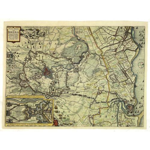 Old map image download for Nieuwe Kaerte van Breda belegert door syne Altesa Frederick Hendrick van Nassou Prince van Orangien . . .