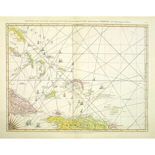 Old map image download for The Windward Passage, with the several passages, from the east end of Cuba, and the north part of St. Domingo.