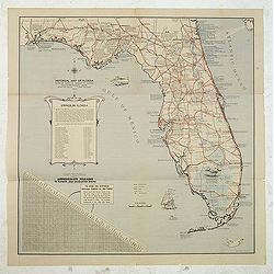 Historical map of Florida showing points of interest to visitors.