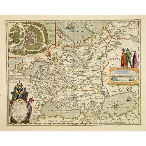 Old map image download for Tabula Russiae ex autographo, quod delineandum curavit Foedor filius Tzaris Boris desums... - Domino regionum Iueriae Kartalinie et Groefiniae Tzari etc: dedicata ab Heselo Gerardo M.DC.XIIII