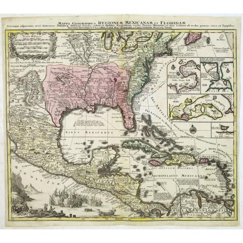 Old map image download for Mappa Geographica Regionem Mexicanam et Floridam.